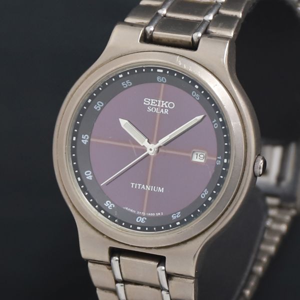 SEIKO セイコー ソーラー デイト チタン ブラック文字盤 腕時計 メンズ