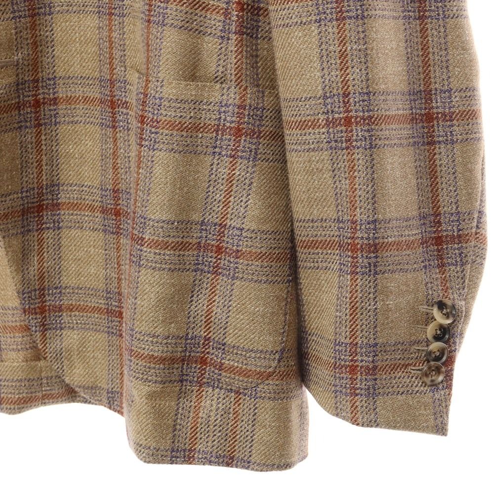 中古】【未使用】イザイア ISAIA ウールシルクリネン チェック 2B