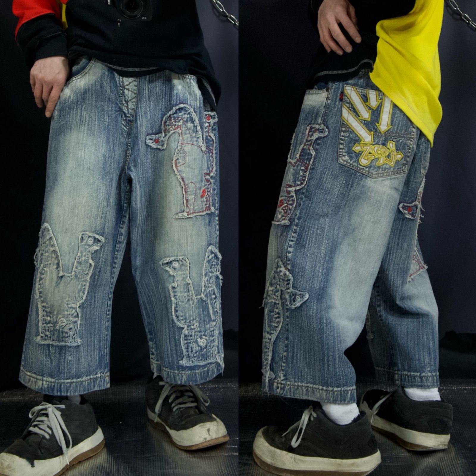 SIXTH SENSE Medieval Destrier Embroidery Cropped Wash Baggy