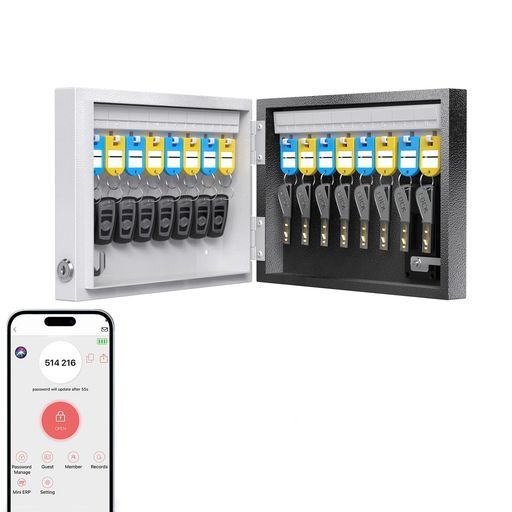 WeHere スマートキーロックボックス 壁掛け、Bluetooth付き48キー