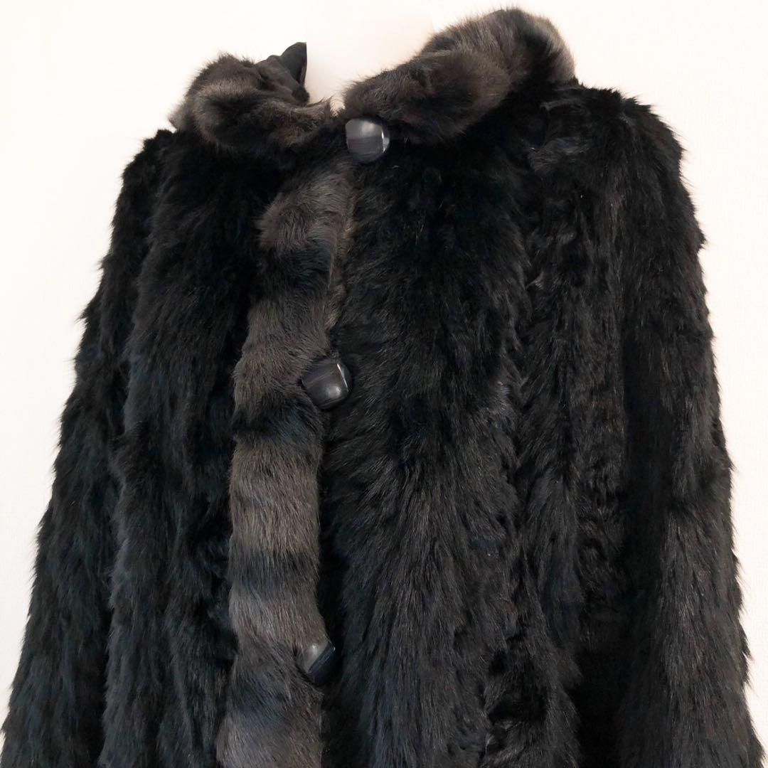 ファーロングコート 毛皮 リアルファー 豹柄 ヒョウ 昭和レトロ