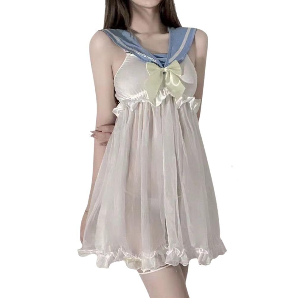 スケスケセーラー服 MONEON] コスプレ スケスケ セーラー服 セクシー シースルー ワンピ パンティー付き 3点セット ホワイト 白 ランジェリー 制服 - メルカリ