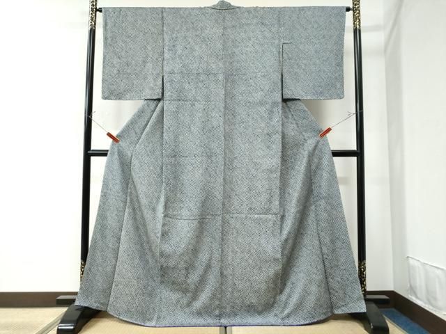 平和屋着物○大変加工の良い総絞り小紋 紺地 正絹 逸品 未使用