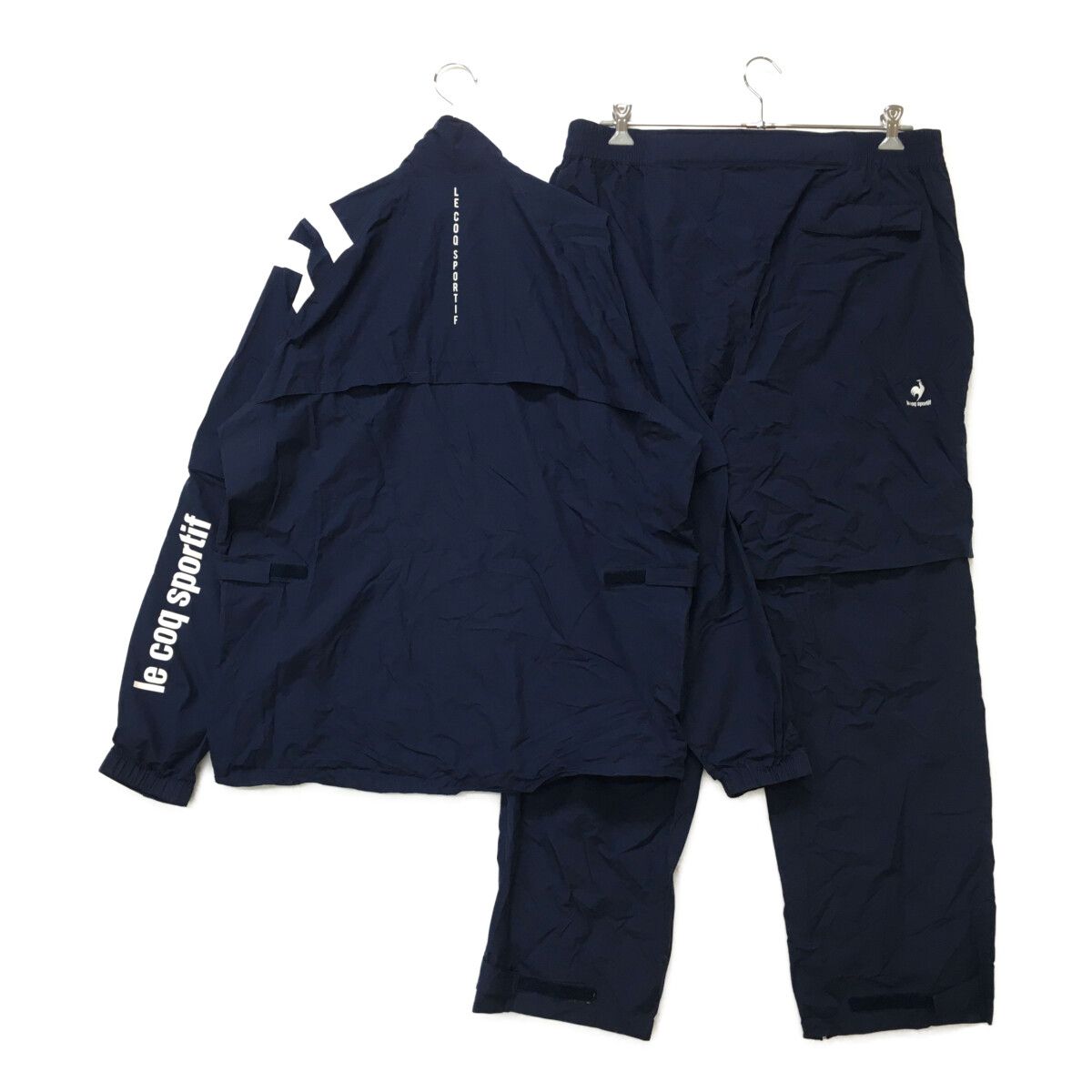 le coq sportif - coco 中古 ルコックスポルティフ le coq sportif メンズ レインウエア 3L ネイビー 紺 2WAY 上下 収納袋付き 中古 メンズ ルコックスポルティフ le coq sportif レインウエア