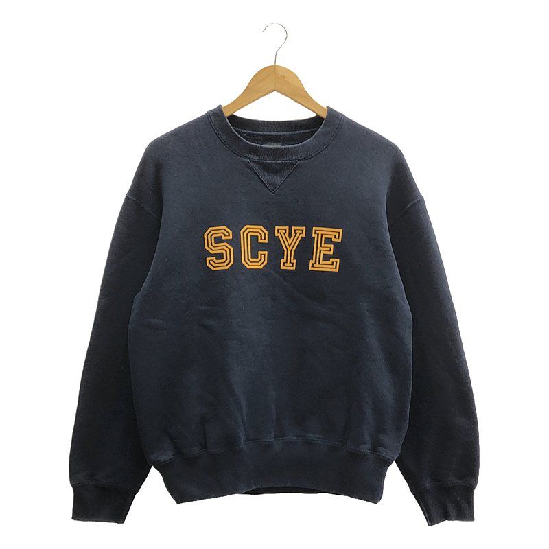 scye basics / サイベーシックス | Fleese Back Jersey Sweatshirt ロゴ クルーネックトレーナー | 36 | ネイビー/イエロー | メンズ