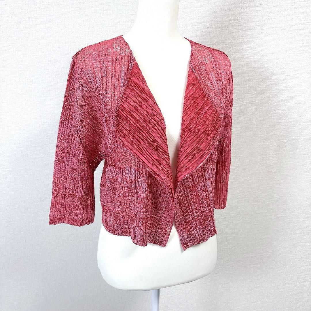 ISSEY MIYAKE プリーツ カーディガン 3 ピンク
