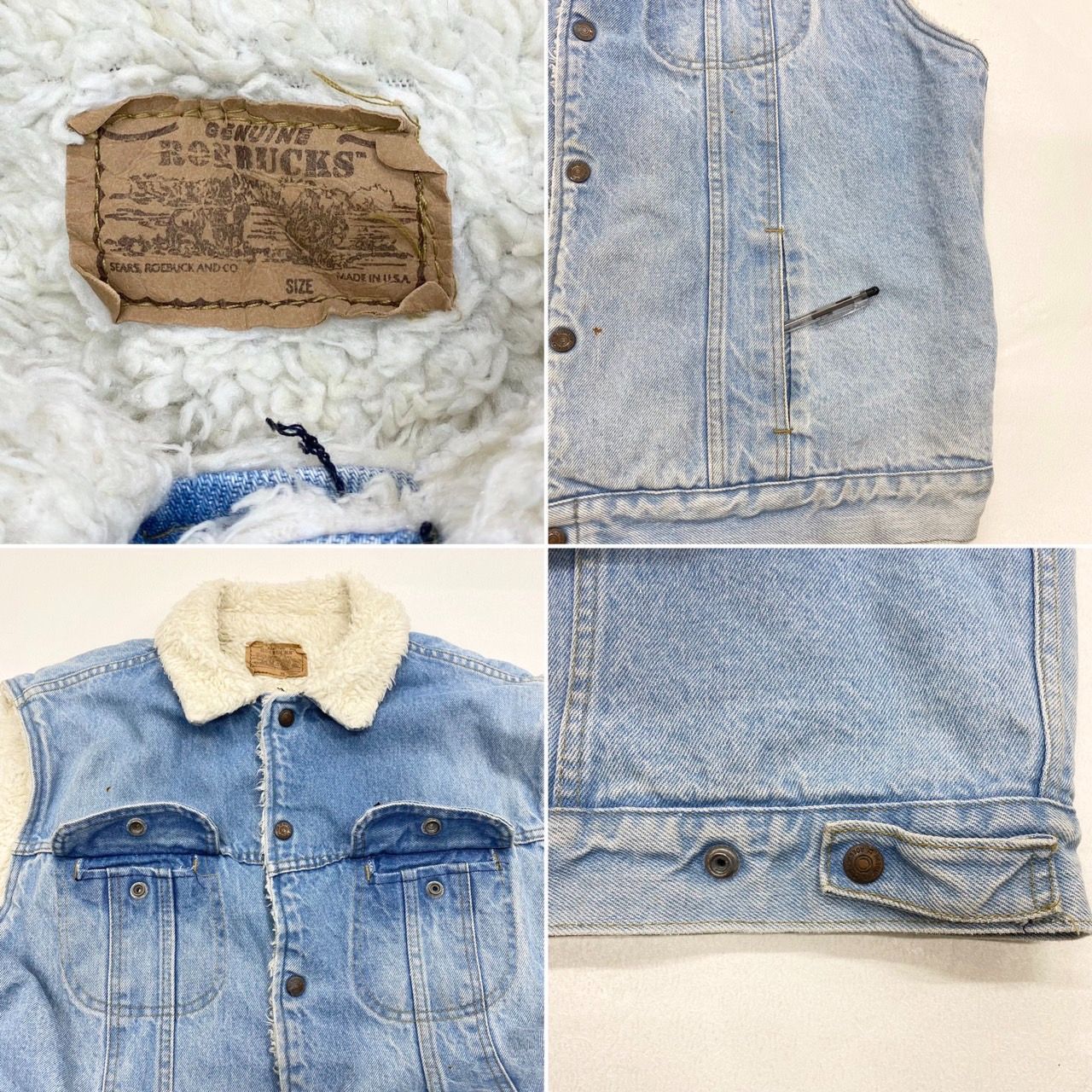 ローバックス ROEBUCKS デニム ボアベスト USA製 Men\u0027s XL位 60 