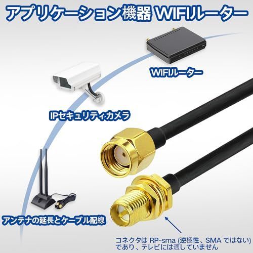 WIFI アンテナ ケーブル延長ケーブル RP-SMA オス - RP-SMA メス WiFi