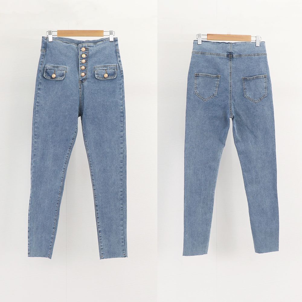 ペンシルジーンズ スキニーパンツ レディース ハイウエスト デニムパンツ 細見え ストレッチスキニー 細身 フロントボタン ボトムス ペンシル 大人ジーパン 韓国風  着やせジーンズ スリムタイトパンツ きれいめ ジーパン ロング丈パンツ 86YIFANGE-008 - メルカリ
