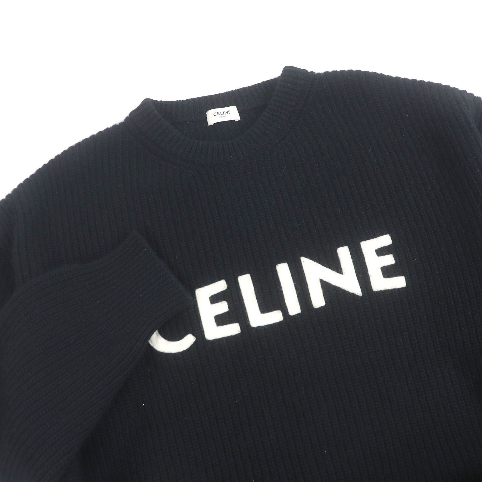 美品□CELINE セリーヌ 2A19R205O ウール アンゴラ ロゴパッチ  
