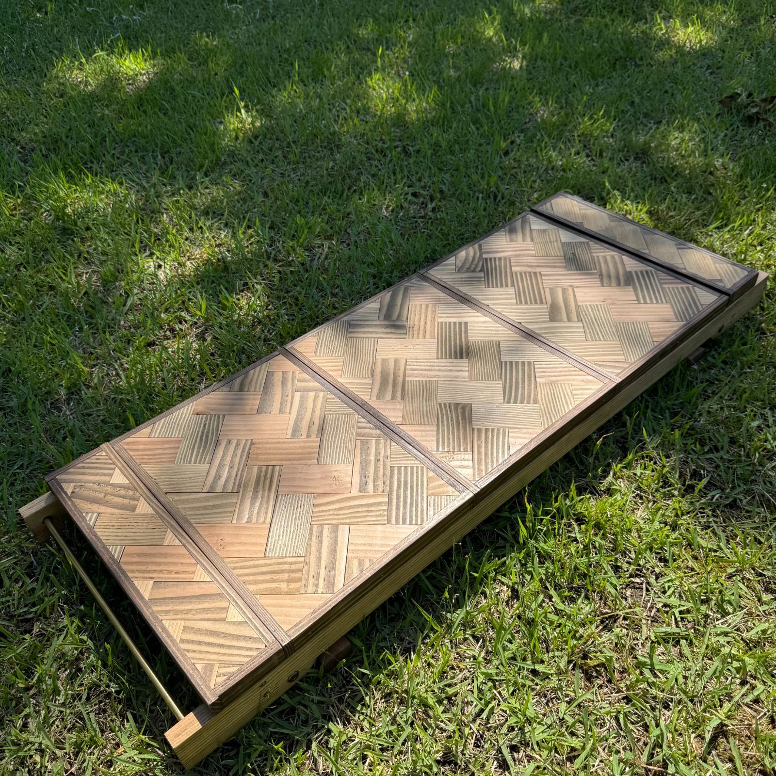 IGT対応 折りたたみテーブル ヘリンボーン天板 アウトドアローテーブル