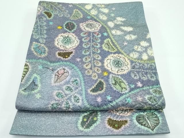 平和屋着物 上 辻が花染織作家 功刀稔國 久保田一竹の弟子 太鼓柄袋帯 絞り 寿光織 銀通し地 ♥ CZAA3896s5