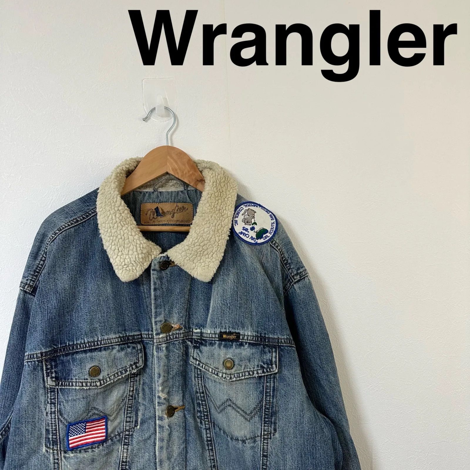 レア！【Wrangler ラングラー】ボアデニムジャケット　Gジャン　ワッペン レア！【Wrangler ラングラー】ボアデニムジャケット Gジャン