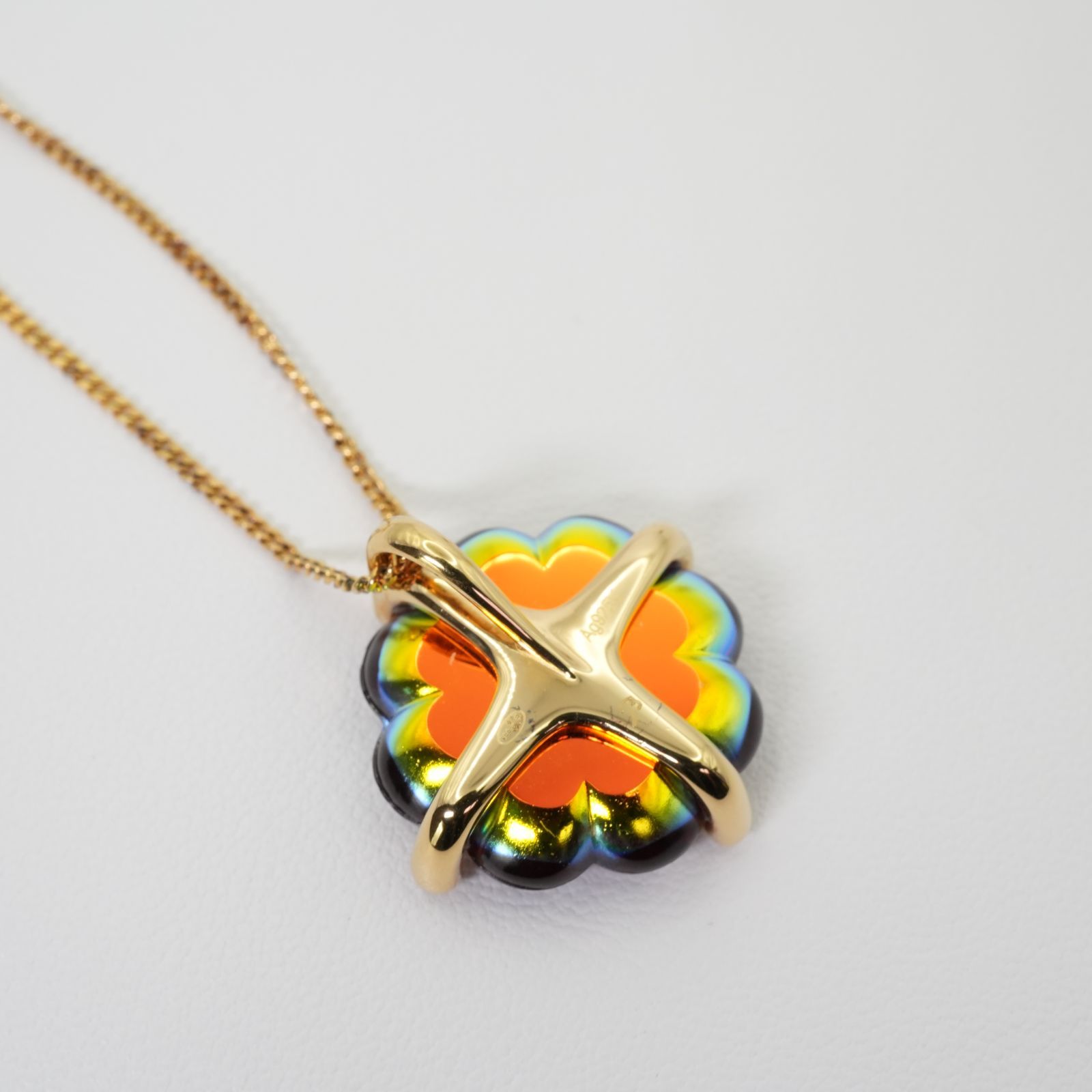 美品 バカラ クローバー ネックレス トレフル イリゼルビー/24-4684