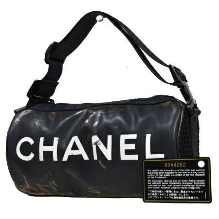 【中古】 中美品 シャネルスポーツ CHANEL SPORT ミニ ショルダーバッグ ココマーク ブラック ラバー ナイロン 62ML106