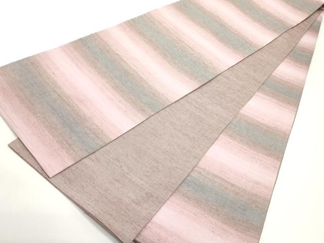 平和屋着物○両方向 両面 全通柄袋帯 紬地 霞文 正絹 逸品