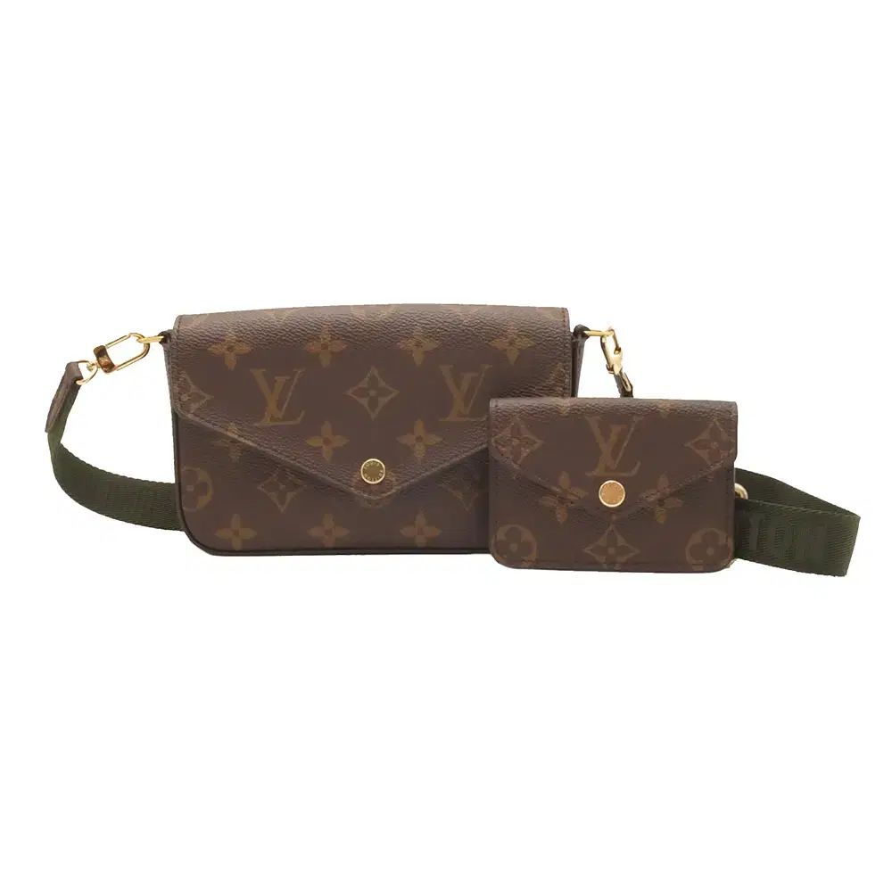 Louis Vuitton ルイヴィトン モノグラム ポシェット フェリシー ストラップ ＆ 行く カーキ ミニ クロスバッグ 内部チップ