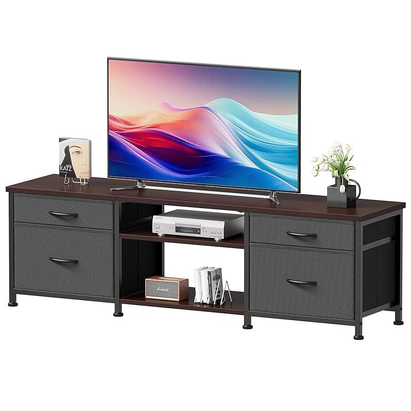 YeTom テレビ台 テレビボード 収納テレビ台 ローボード テレビラック 47インチまで対応 板は調節 幅110×奥行30×高さ38.5cm ブラウン 0