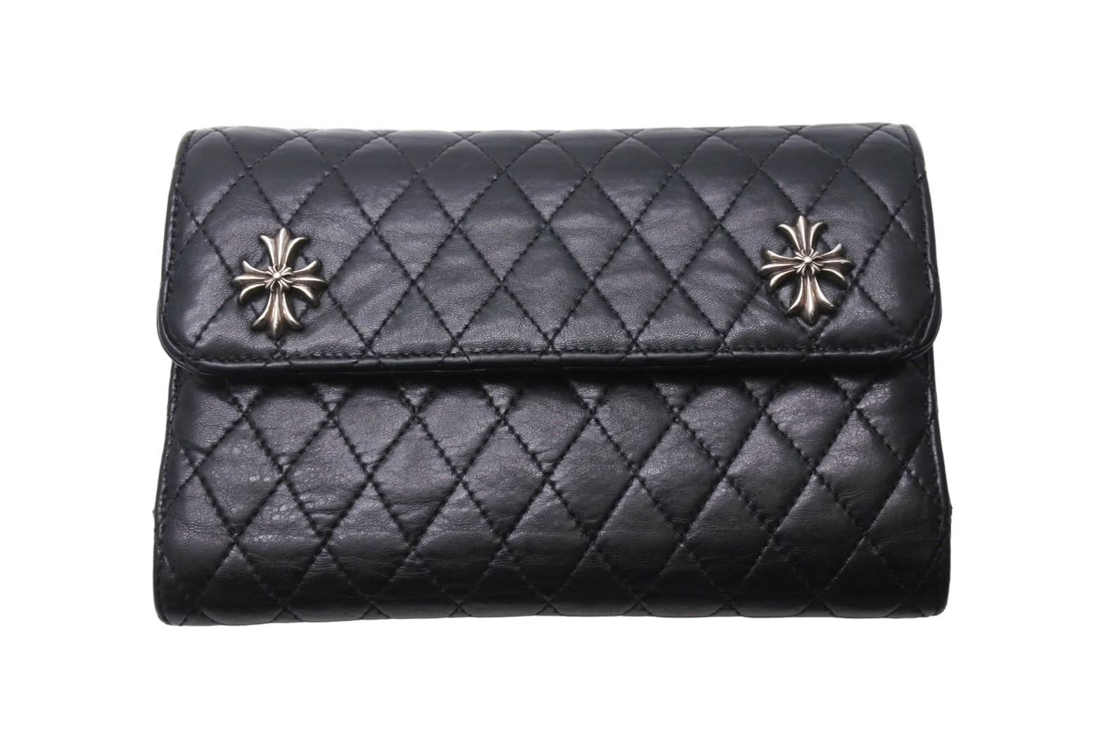 CHROME HEARTS クロムハーツ 長財布 レザー ブラック シルバー クロム