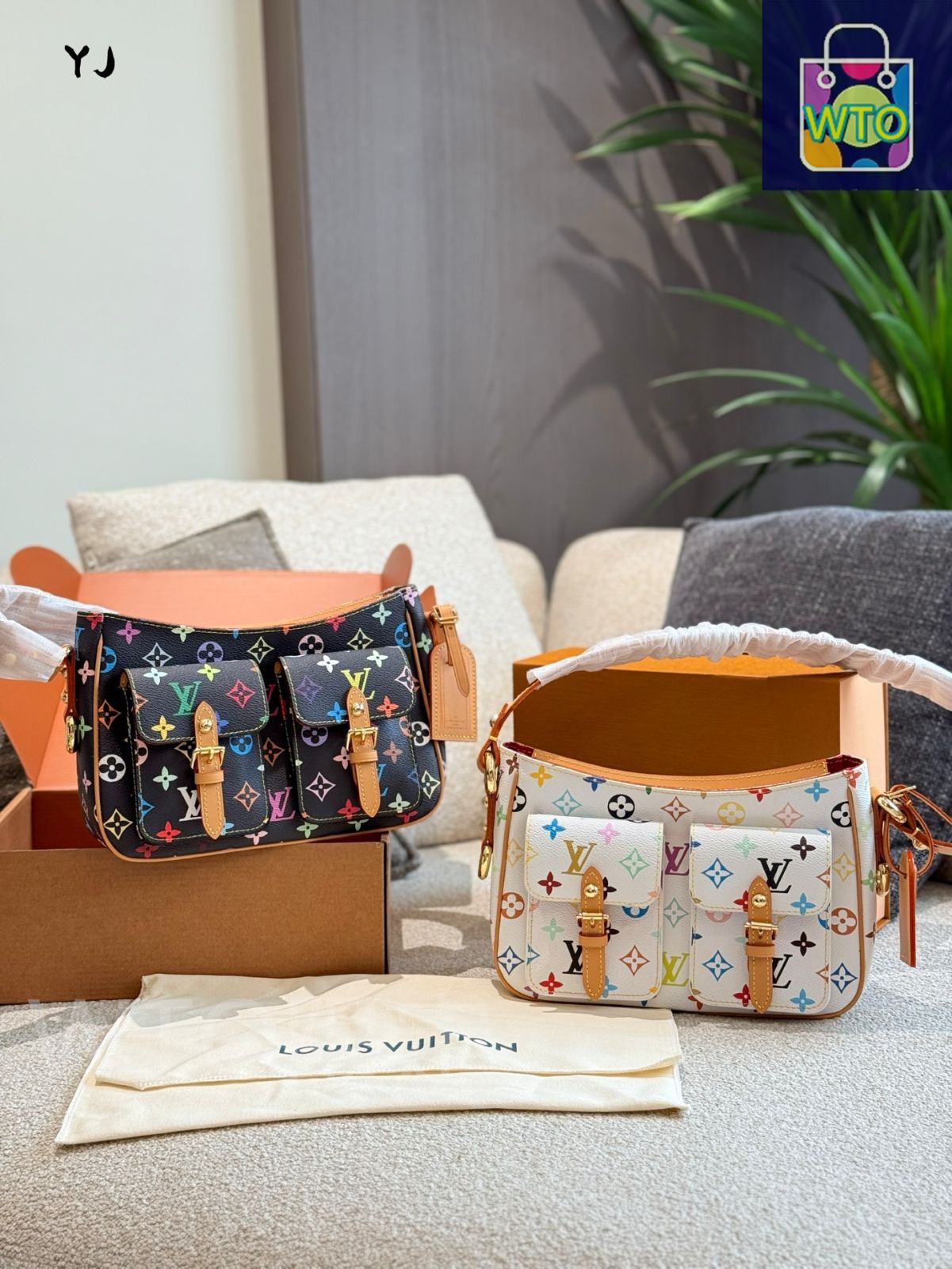 今日 Louis Vuitton 白三彩 | 黒三彩 ダブルサドル アームバッグ-WTO輸入2
