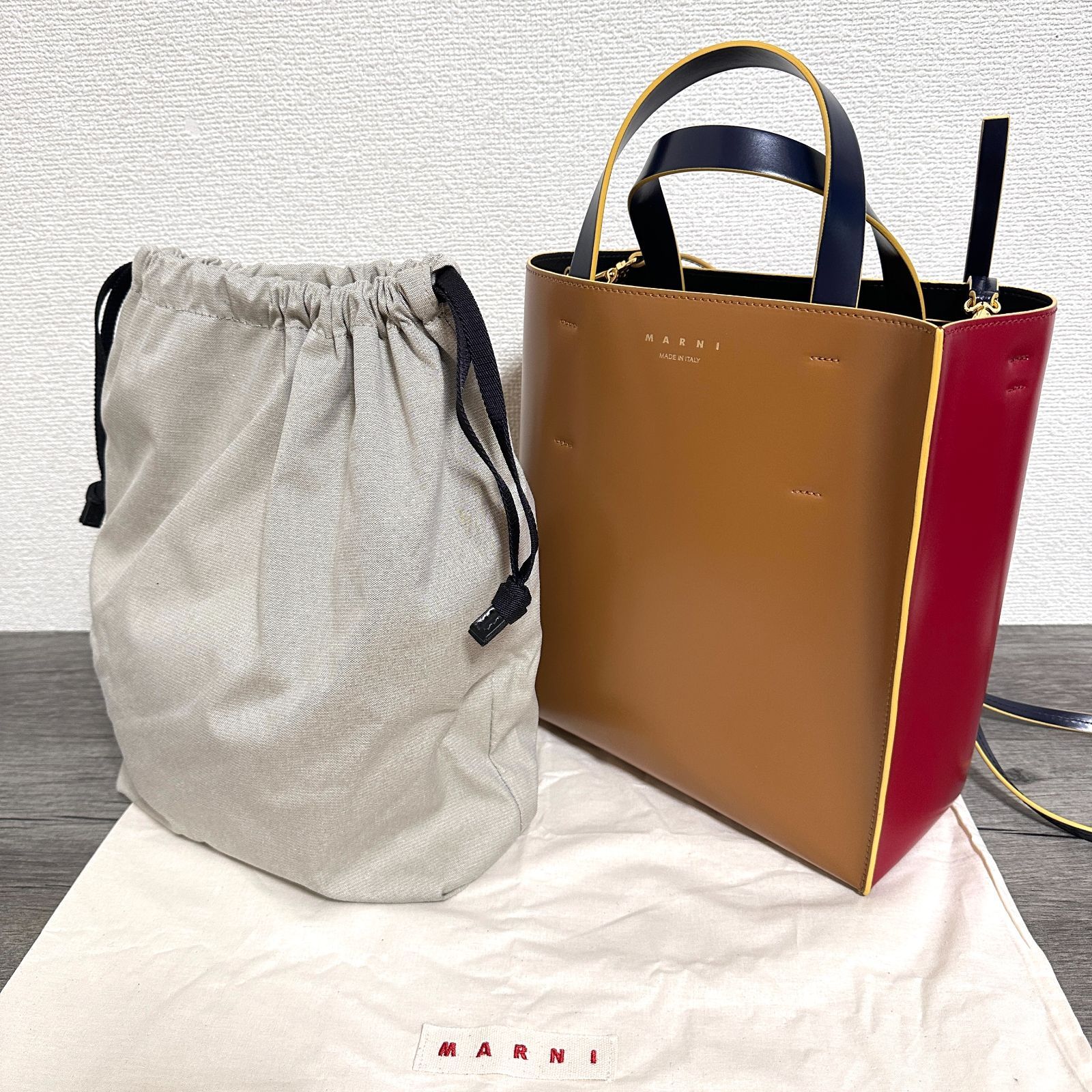 マルニ 2way ショルダーバッグ ブラウン ライトピンク ec-20400 美品