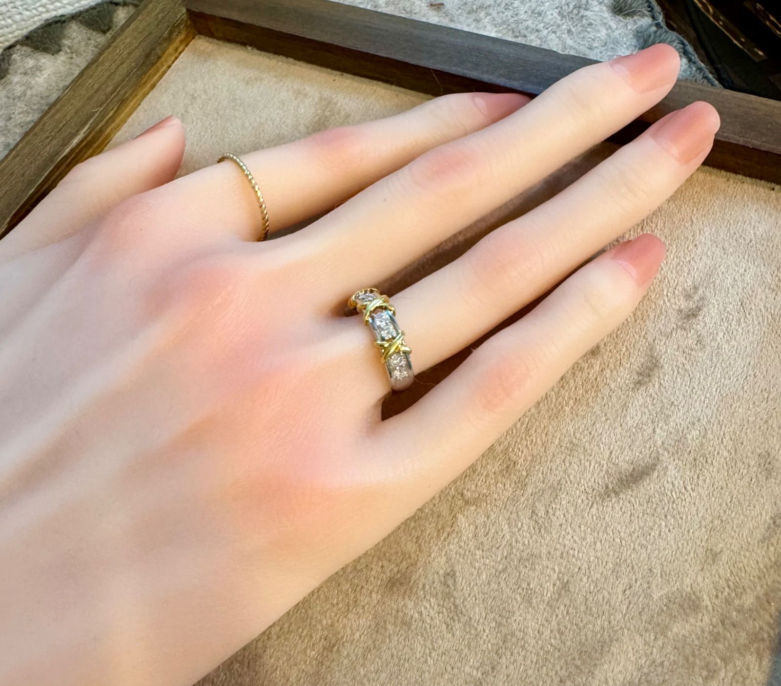 Pt900/K18*13号*ダイヤモンドコンビリング*プラチナ - メルカリ