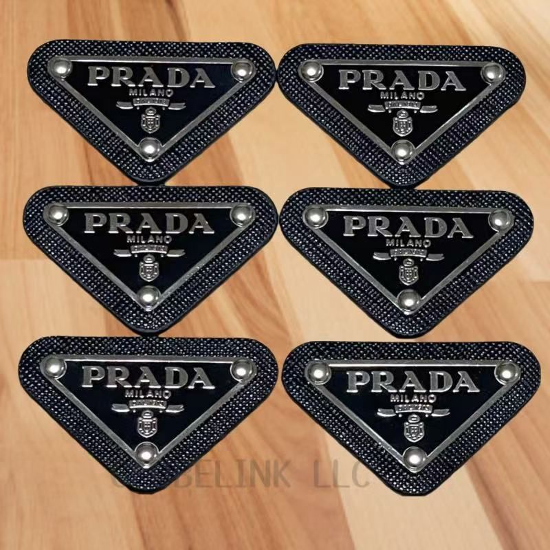 新品PRADA プラダ ロゴプレート ロゴパーツ ブラック メタル 6枚