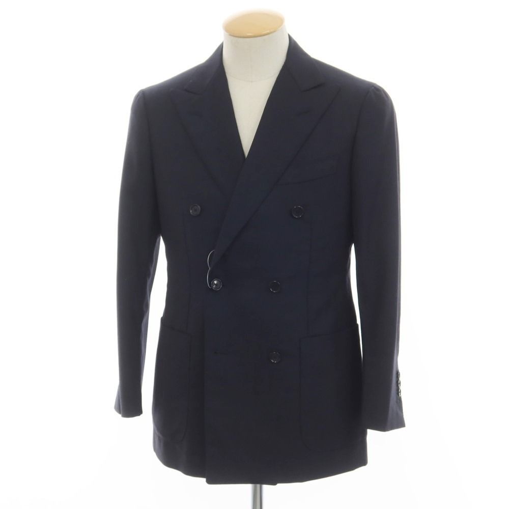 【中古】ビームスエフ BEAMS F ウール 6B ダブル テーラードジャケット ダークネイビー【サイズ90】【メンズ】