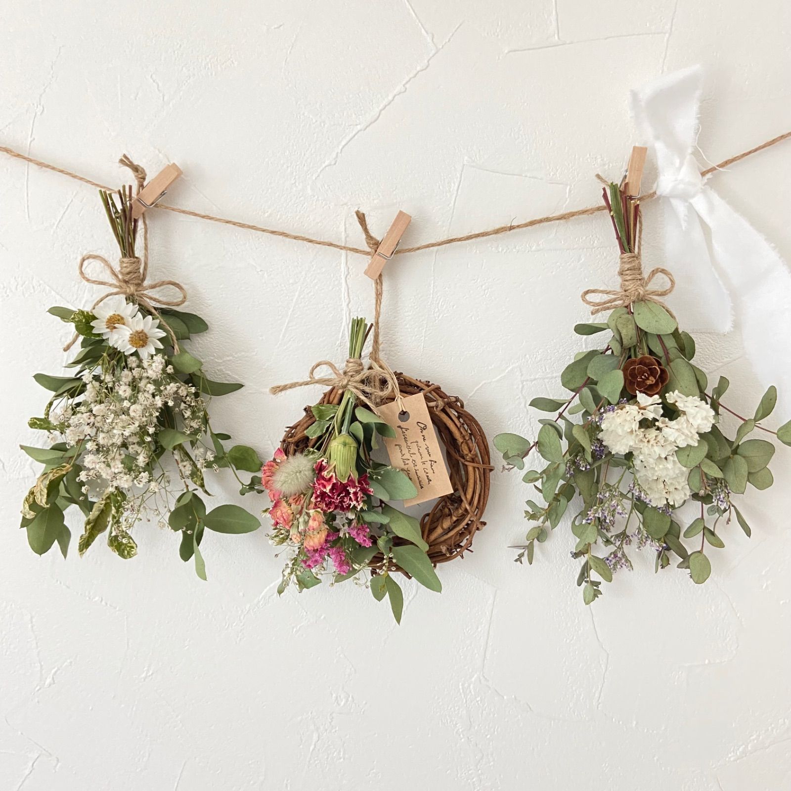 再販！ドライフラワー ガーランド スワッグ&ミニリース3点セット  