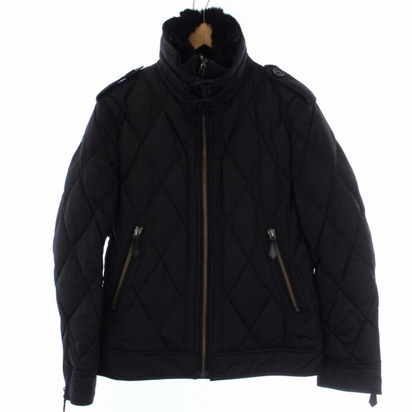 BURBERRY BLACK LABEL ファー付きキルティングダウンジャケット