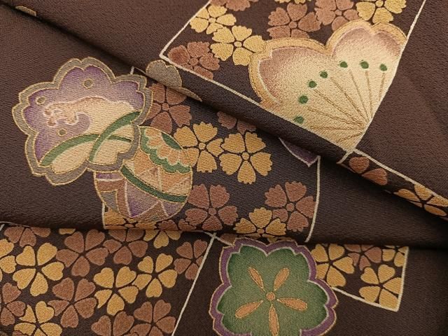 平和屋着物○上質な小紋 市松舞桜文 金彩 正絹 逸品 BAAU7138gt