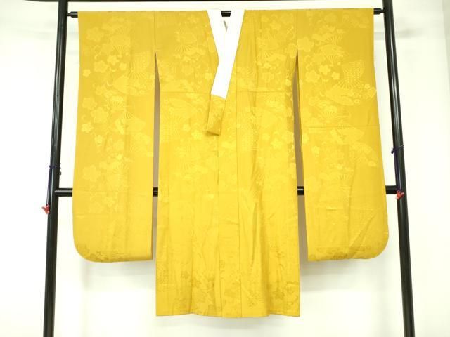 平和屋着物●振袖用長襦袢 無双仕立て 扇面鳳凰花地紋 金色 やまと誂製 正絹 DAAX1381op