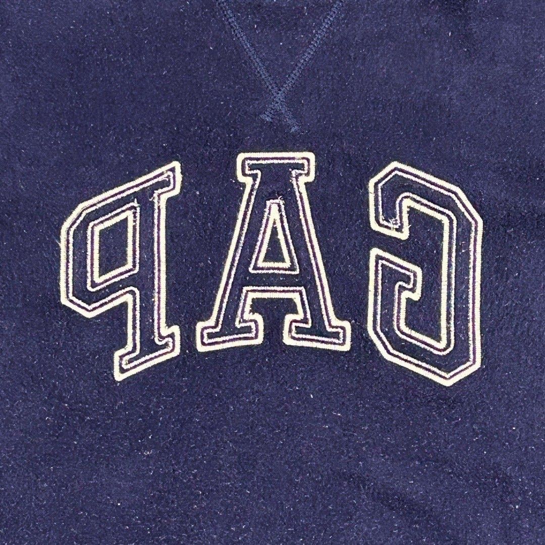 【S】GAP　ギャップ　ビック刺繍　スウェット　ネイビー　紺　古着