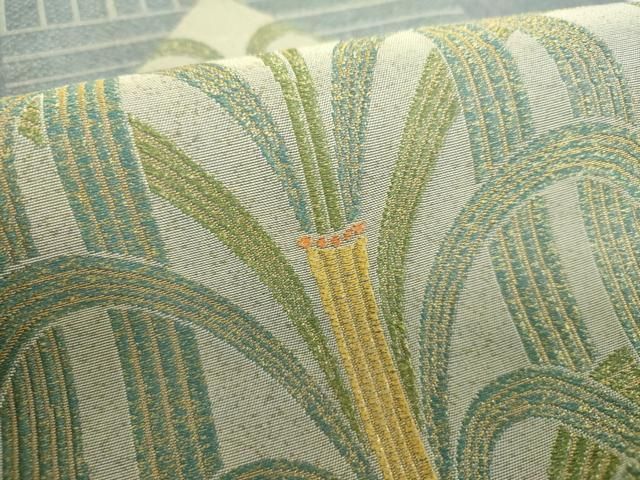 平和屋着物○太鼓柄袋帯 菱取笹文 金糸 正絹 逸品 DAAU5443ps