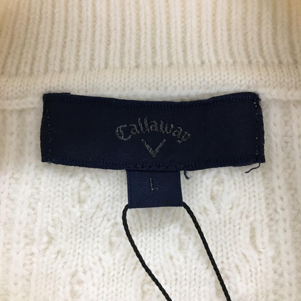 キャロウェイ タートルネックセーター 白 ロゴ黒 3℃ ウール混 ニット メンズ L ゴルフウェア Callaway LLC-HASEGAWATOSO_COM