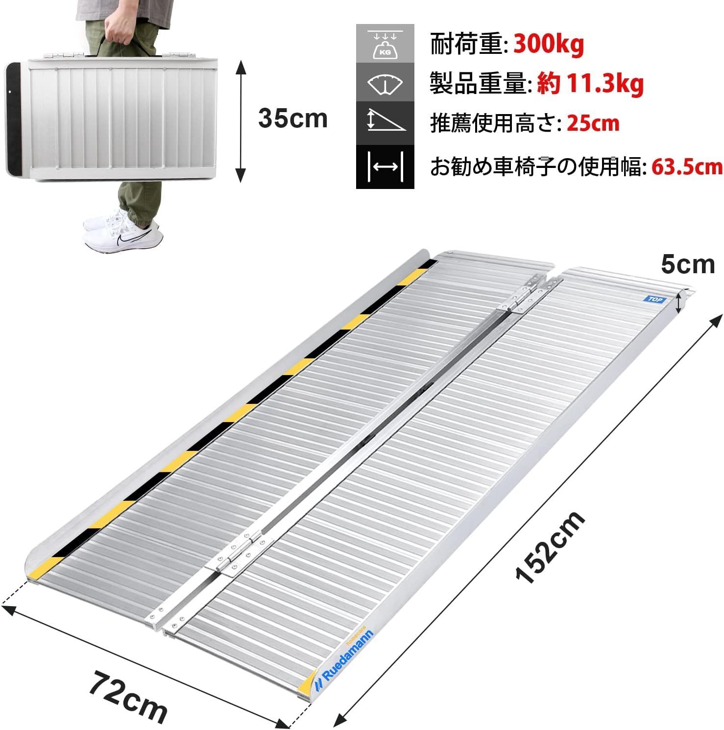 Ruedamann 長さ61cm*幅71.5cm 耐荷重300kg 折り畳み式 アルミ スロープ