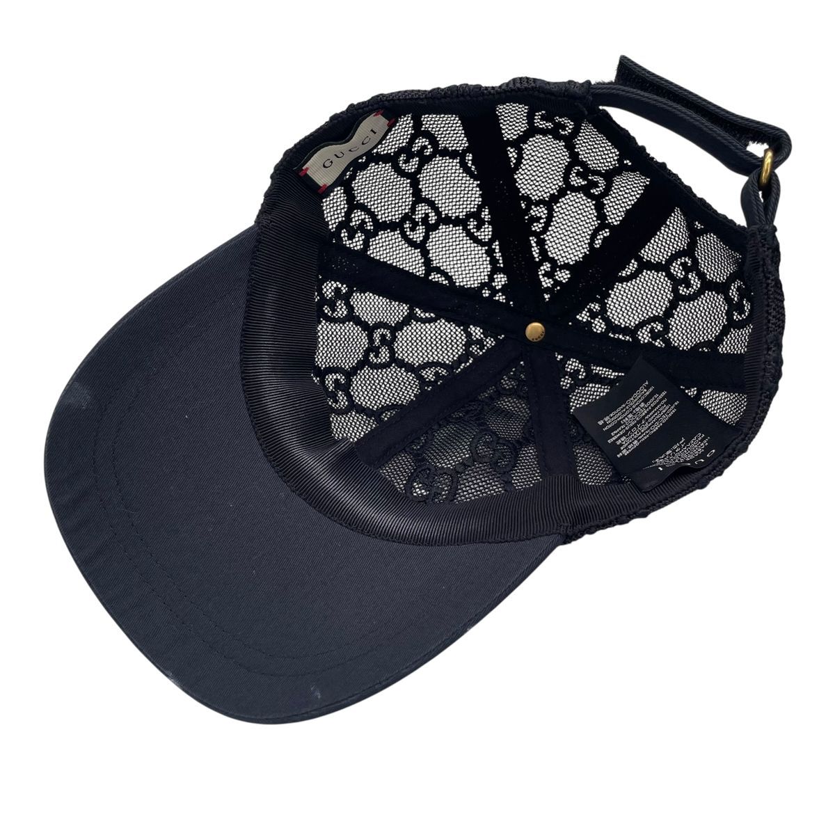 GUCCI グッチ メッシュベースボールキャップ 黒 GG柄 Sサイズ 25024911 