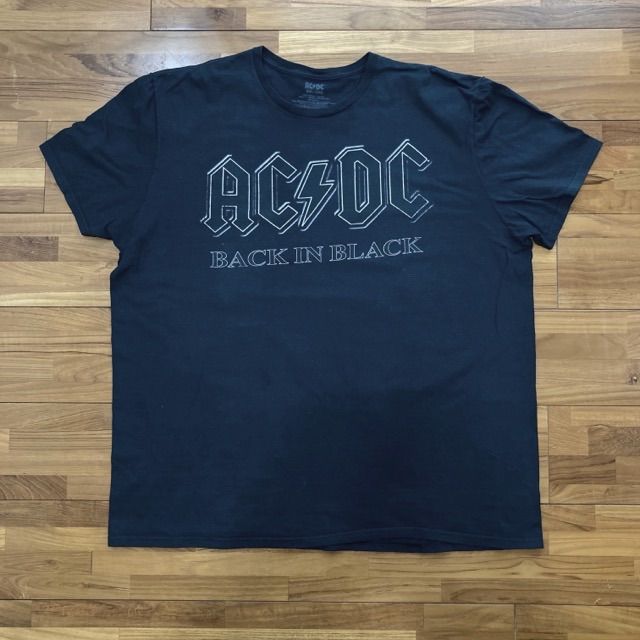 AC/DCバンドTシャツバックインブラック大きいサイズ80sリバイバル名盤ジャケット黒レトロ古着