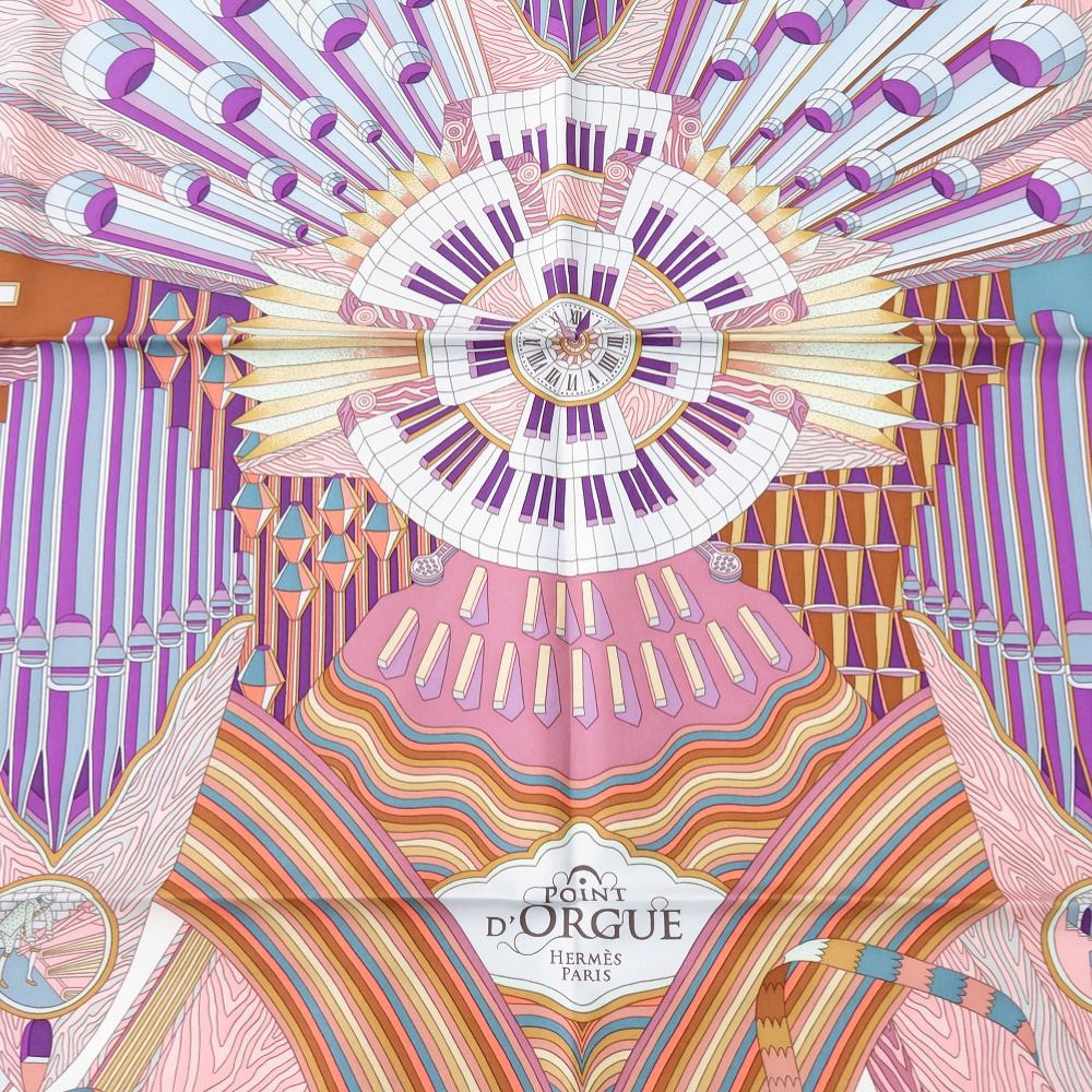 新品同様 エルメス カレ90 POINT D'ORGUE フェルマータ シルク