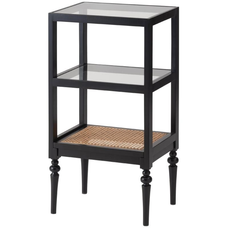 オープンシェルフ スリム おしゃれ 高さ75cm 2段 天然木 ラタン 収納