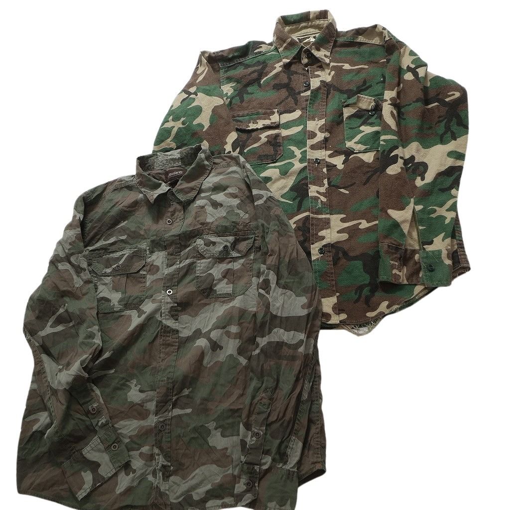 古着卸 まとめ売り 迷彩柄 長袖シャツ 8枚セット (メンズ L /XL