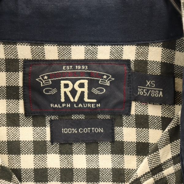 RRL 一ツ星 ネル ギンガムチェック 長袖 シャツ XS ベージュ系 ダブル