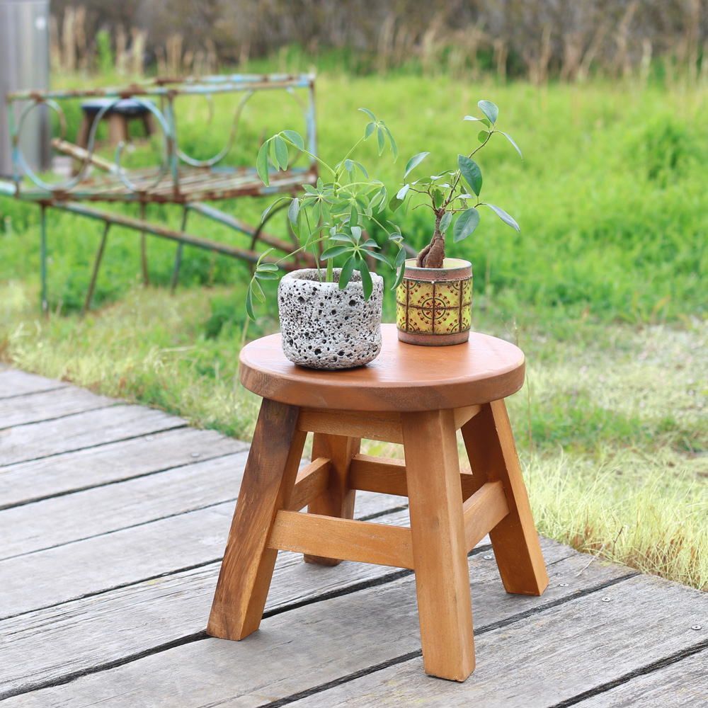 手作り　ウッドスツール　ロータイプ　スツール　プレーン0008　　＜花台 鉢台 フラワースタンド ディスプレイ台 ガーデン ミニ スツール 腰掛 いす イス 椅子＞