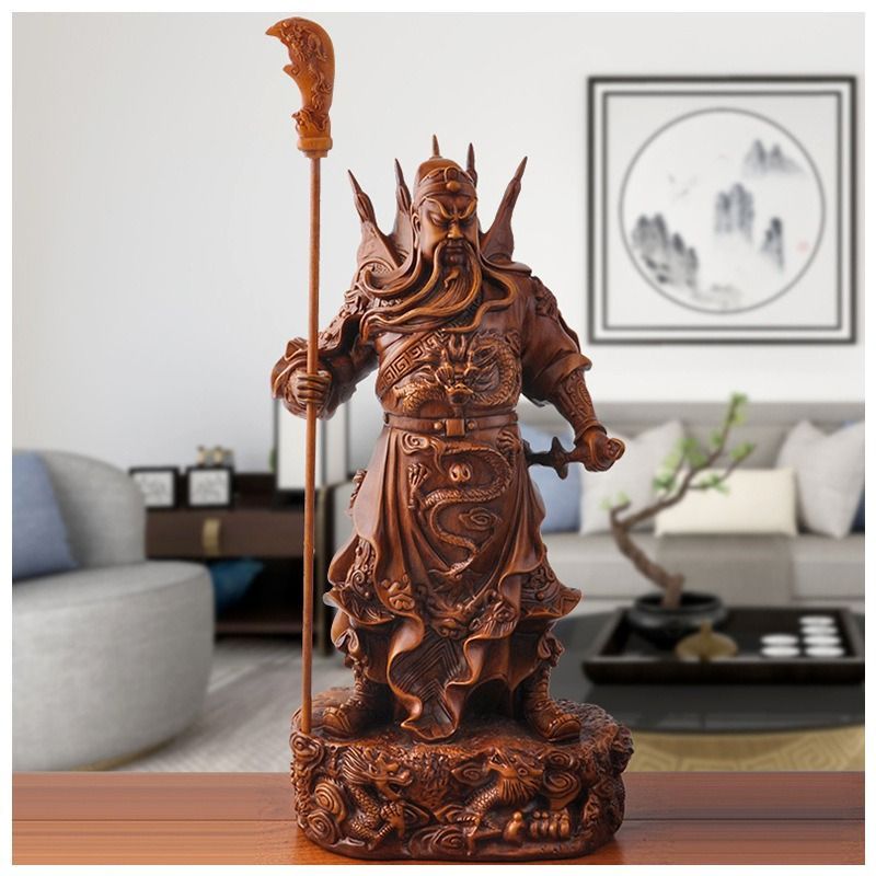 三国志 関羽像 置物 オブジェ 樹脂製 長寿 縁起物 魔除け 厄除