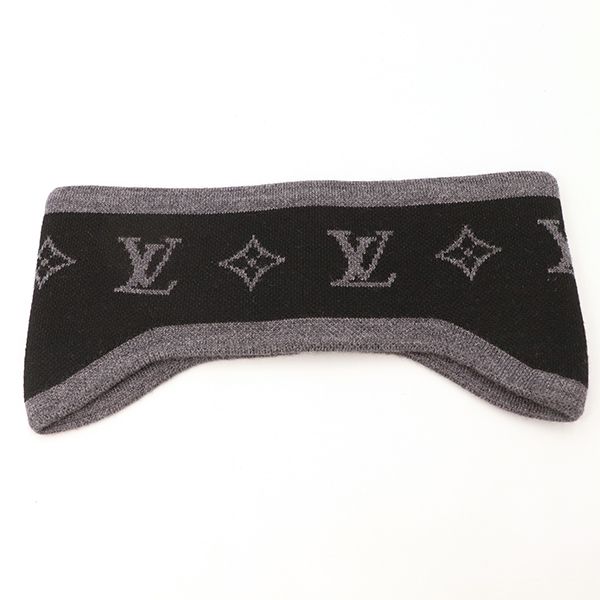 ルイヴィトン LOUIS VUITTON イヤーマフ EAR WARMER M 77109 ウール ブラック グレー 耳あて yy