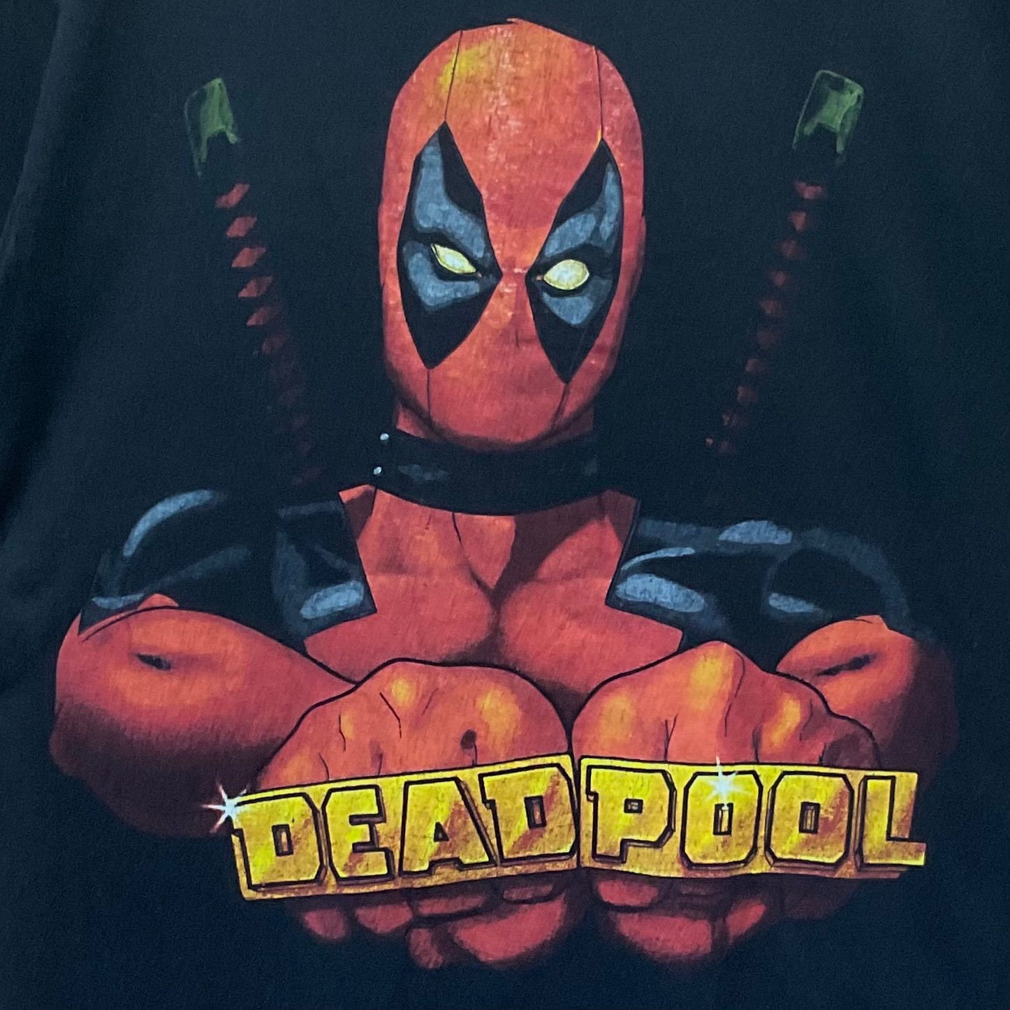 US古着 デッドプールDEADPOOL マーベルMARVEL アメコミ 半袖tシャツ黒S