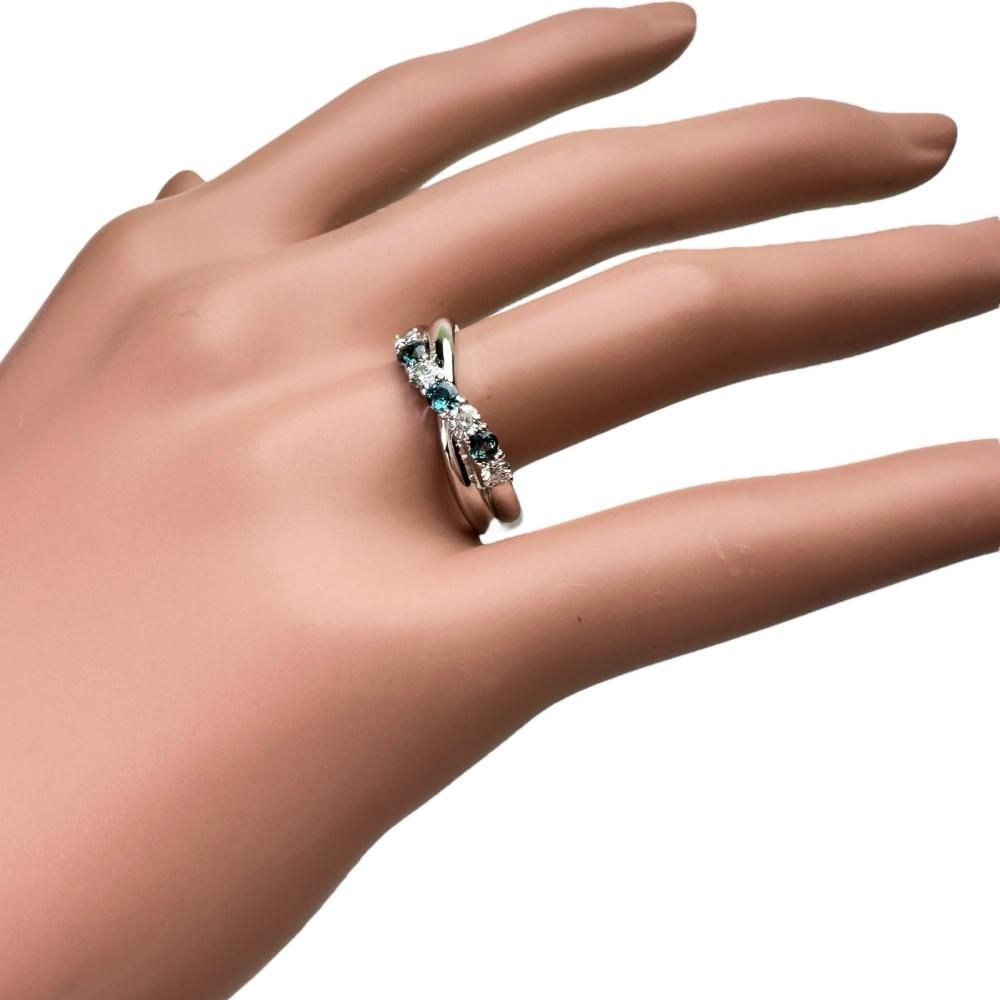 Pt900 アレキサンドライト×ダイヤモンドリング　15号 15号 アレキサンドライト 0.24ct ダイヤモンド 0.26ct リング