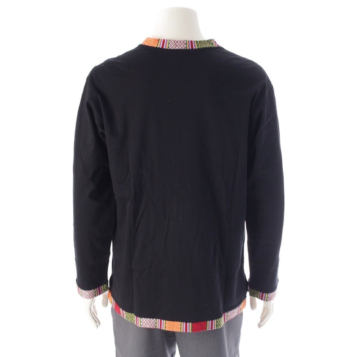 ヨウジヤマモトプールオム 90S コットン エスニック柄切り替え 長袖T