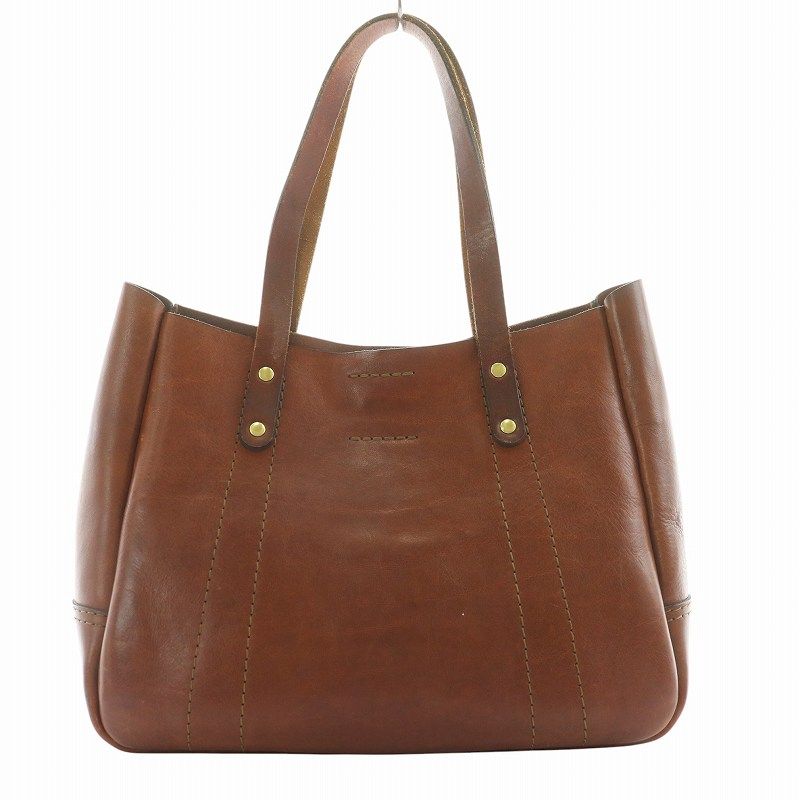 ヘルツ HERZ ウーマン トートバッグ ハンドバッグ レザー 牛革 ロゴ 茶