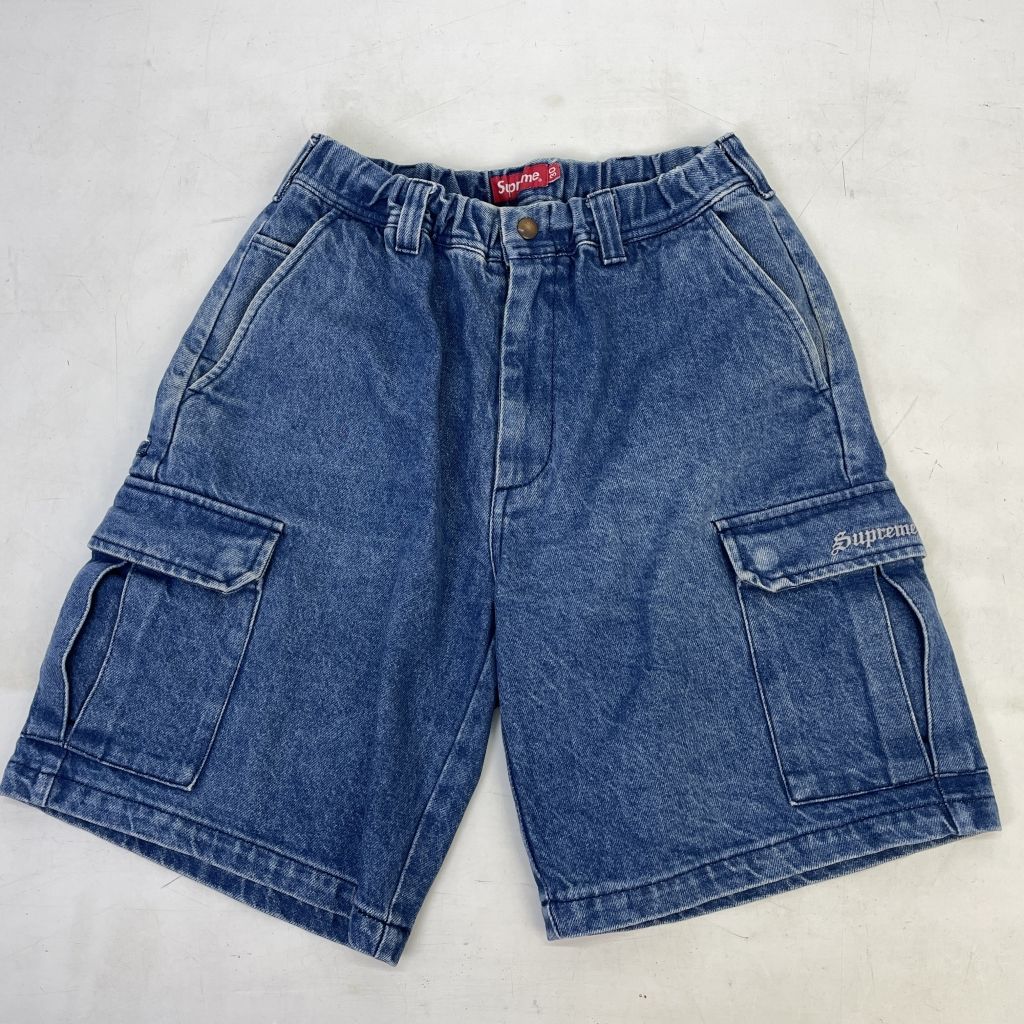 01yw0501 〇 Supreme シュプリーム Cargo Work Short Denim デニムハーフパンツ ショートパンツ サイズ30 ボトムス ブルー メンズパンツ  【中古品】